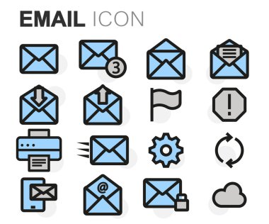 Vektör düz çizgi e-posta Icons set