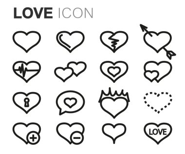 Vektör siyah çizgi love Icons set