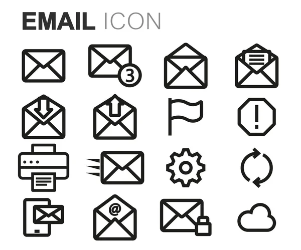 Vektör siyah çizgi e-posta Icons set — Stok Vektör