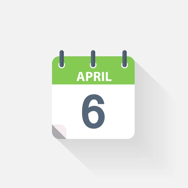 6 avril icône du calendrier — Image vectorielle