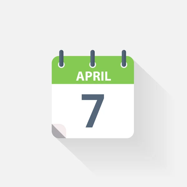 7 апреля значок календаря — стоковый вектор