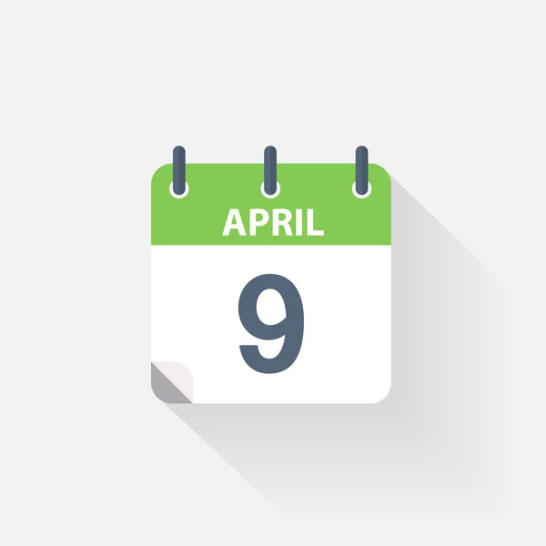 Het pictogram van de kalender van 9 april — Stockvector