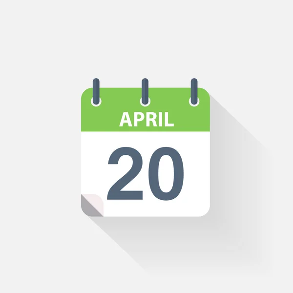 Het pictogram van de kalender van 20 april — Stockvector