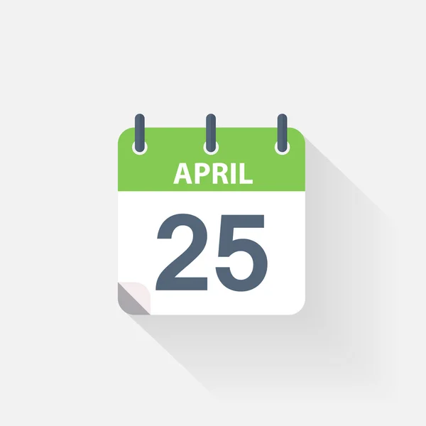 25 icono del calendario de abril — Vector de stock