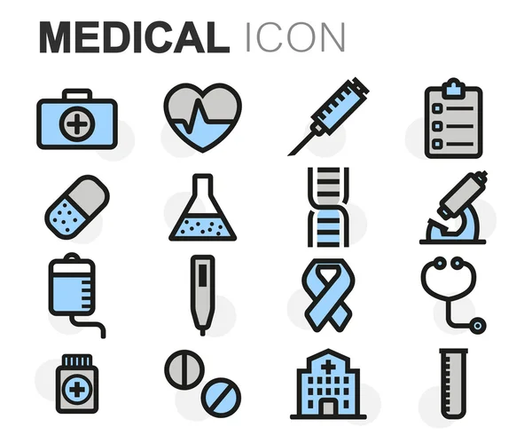 Набор векторных плоских медицинских икон — стоковый вектор