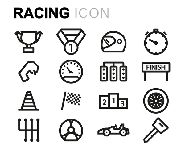 Vector linha preta conjunto de ícones de corrida —  Vetores de Stock
