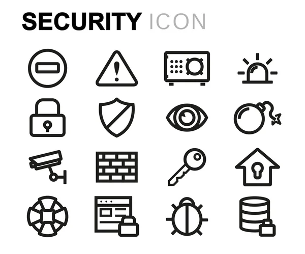 Conjunto de iconos de seguridad de línea negra vectorial — Archivo Imágenes Vectoriales