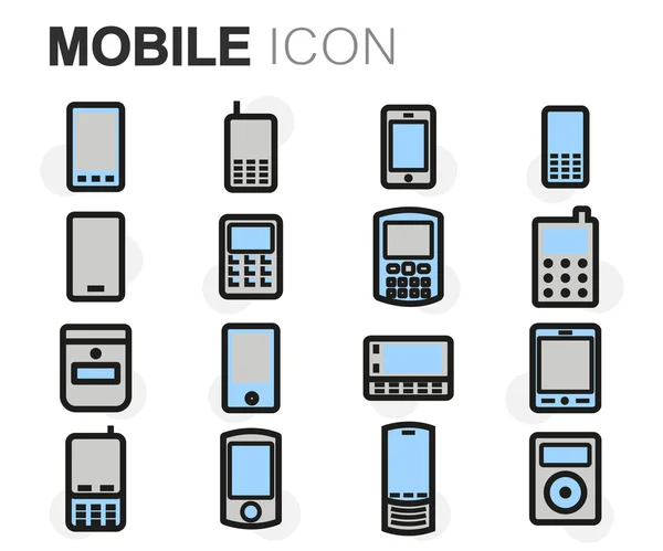 Ensemble d'icônes mobiles vectorielles à ligne plate — Image vectorielle