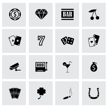 siyah vektör casino simgeler kümesi