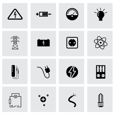 vektör siyah elektrik simgeler kümesi