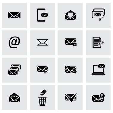 siyah vektör email simgeler kümesi