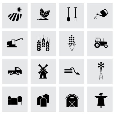 vektör ikonlar tarım siyah set