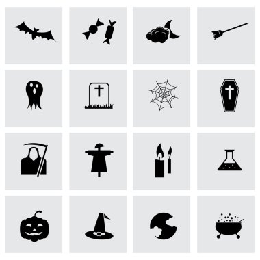 siyah vektör halloween Icons set