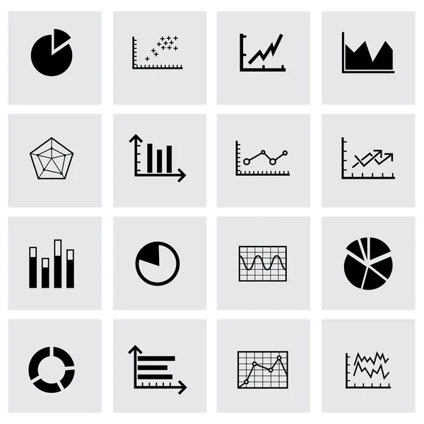 Set di icone con diagrammi vettoriali neri — Vettoriale Stock