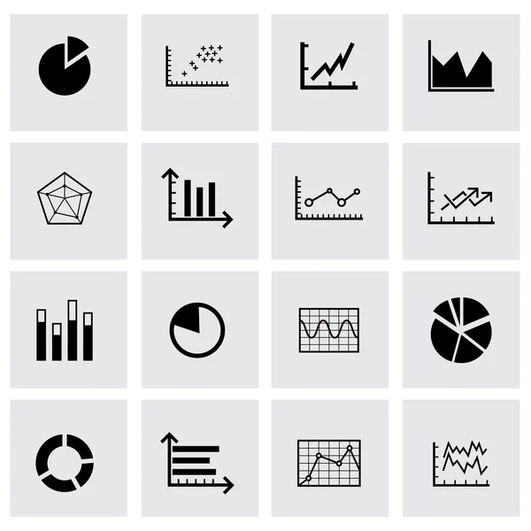 Conjunto de iconos de diagramas de vectores negros — Vector de stock