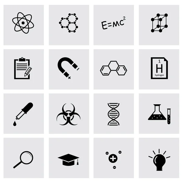 Vector black science icons set — Stock Vector