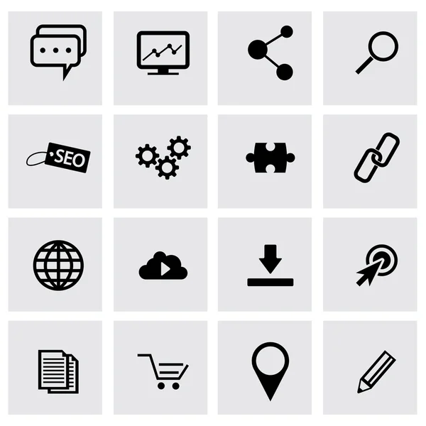 Vector negro seo iconos conjunto — Vector de stock