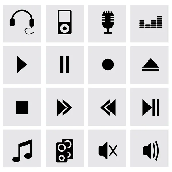 Conjunto de iconos de sonido negro vector — Vector de stock