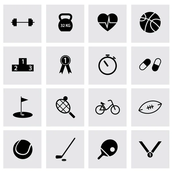 Conjunto de iconos de deporte negro vector — Archivo Imágenes Vectoriales