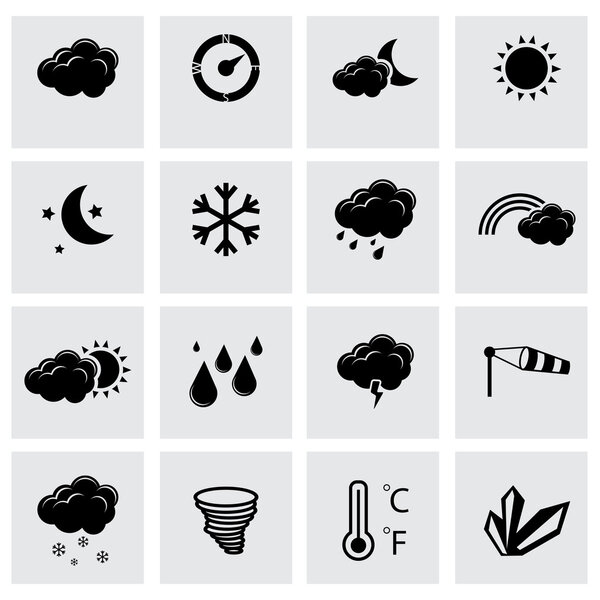 Vector black weather icons set