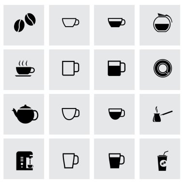 Vektör siyah kahve Icon set