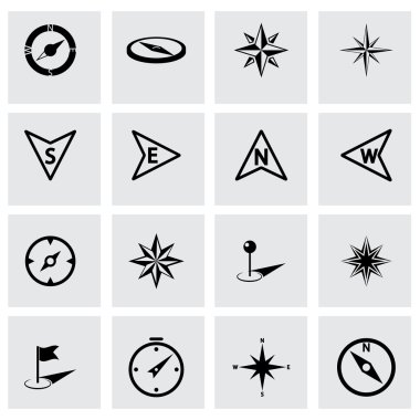 Vektör Siyah pusula Icon set