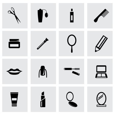 Vektör siyah kozmetik Icon set