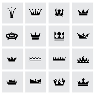 Vektör siyah taç Icon set