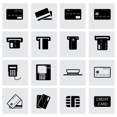 vektör siyah kredi kartı simgesi belirlendi