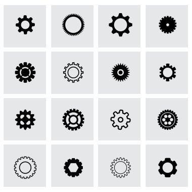 Vektör siyah dişli Icon set