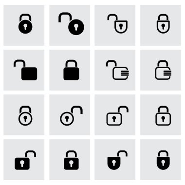 Vektör siyah kilit Icon set