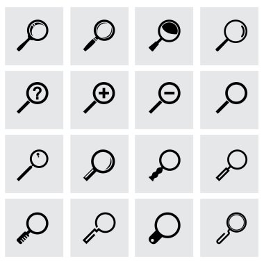 Vektör siyah Büyüteç Icon set