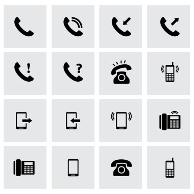 Vektör siyah telefon Icon set