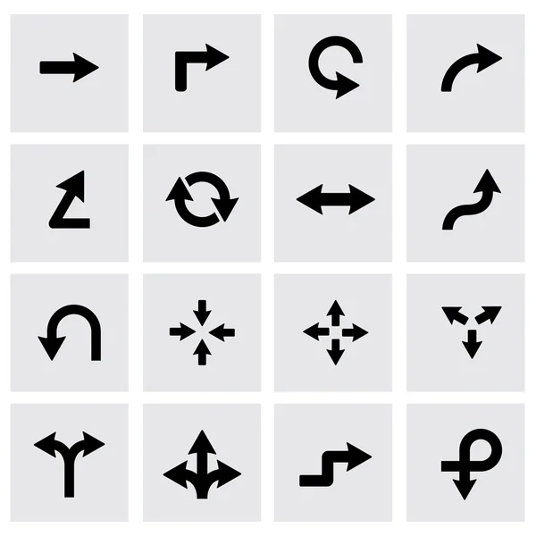 Vector zwarte pijlen pictogram set — Stockvector