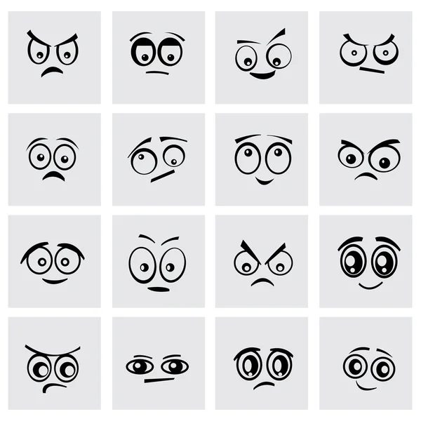 Vettoriale nero cartone animato occhi icona impostata — Vettoriale Stock
