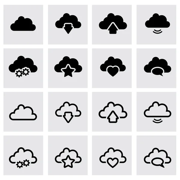 Set di icone di nuvole nere vettoriali — Vettoriale Stock