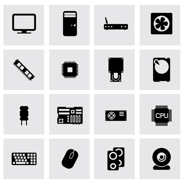 Vector black computer icon set — Stock Vector