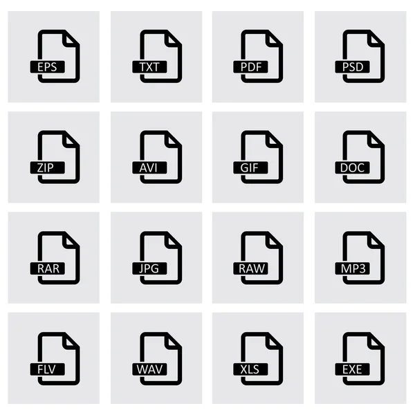 Vektor schwarzes Dateiformat Icon gesetzt — Stockvektor