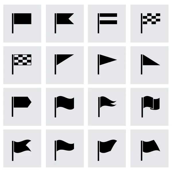 Vector black flags icon set — Stock Vector