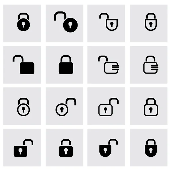 Conjunto de ícones de fechaduras preto vetorial — Vetor de Stock