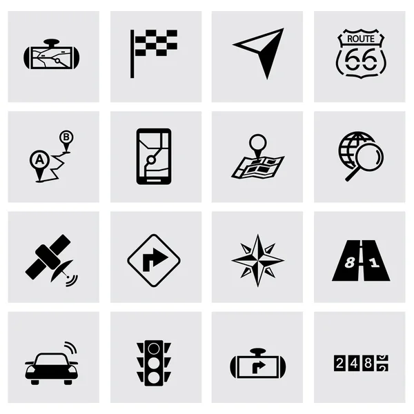 Set di icone di navigazione nera vettoriale — Vettoriale Stock