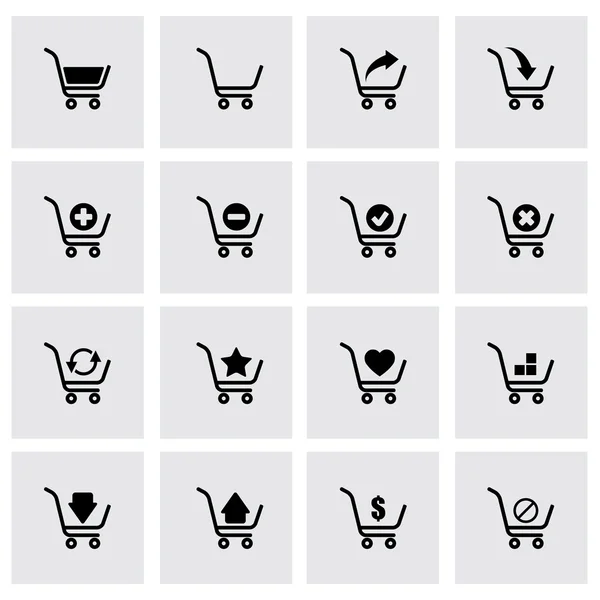 Vector black shopping cart icon set — Stock Vector