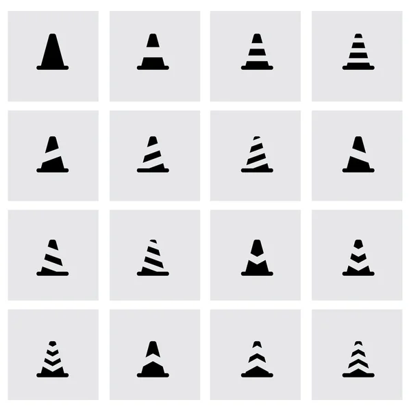 Vector black traffic cone icon set — Stock Vector