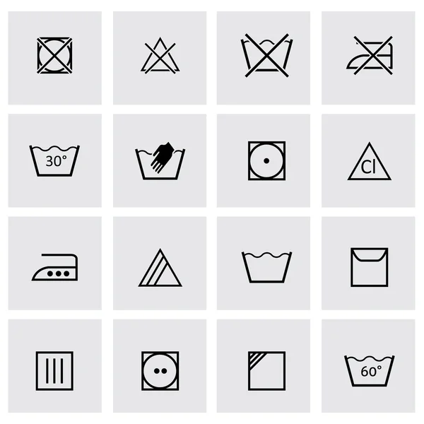 Vector negro signos de lavado icono conjunto — Archivo Imágenes Vectoriales