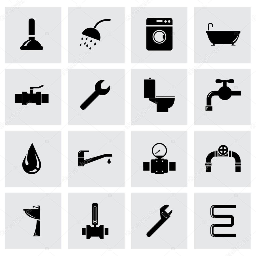 Vector black plumbing icon set