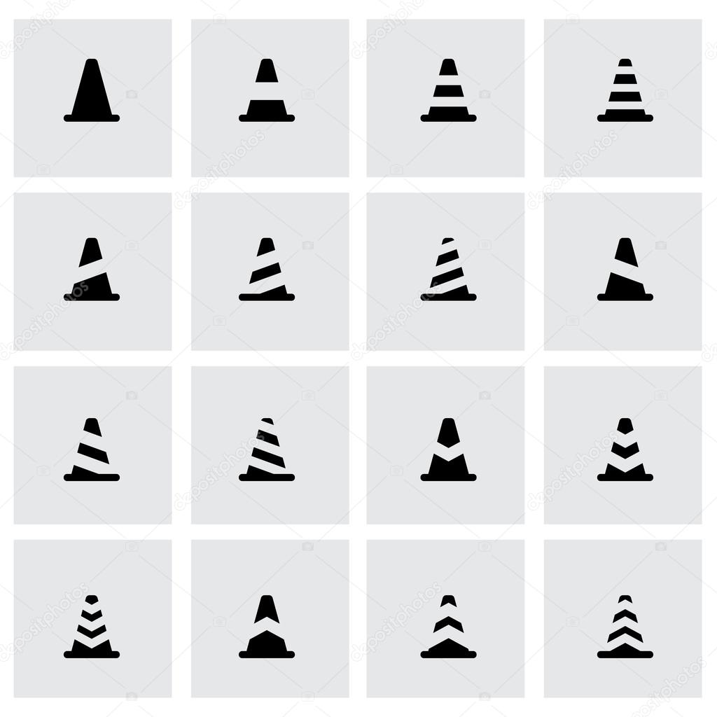 Vector black traffic cone icon set