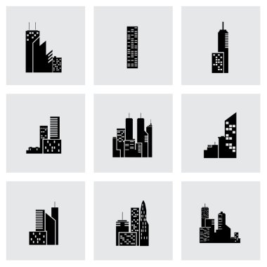 vektör siyah bina simgesini ayarla