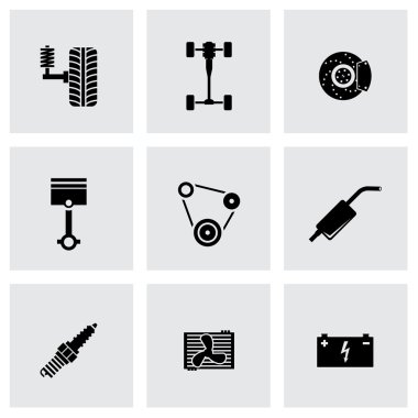 Vektör Siyah araba parçaları Icon set