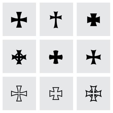 Vektör siyah helikopterler haçlar Icon set