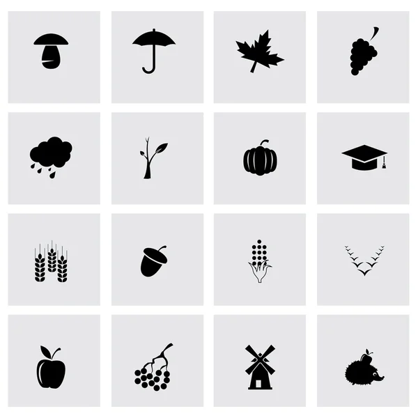 Vector black autumn icon set — Stock Vector